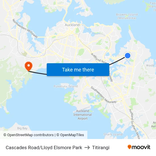 Cascades Road/Lloyd Elsmore Park to Titirangi map