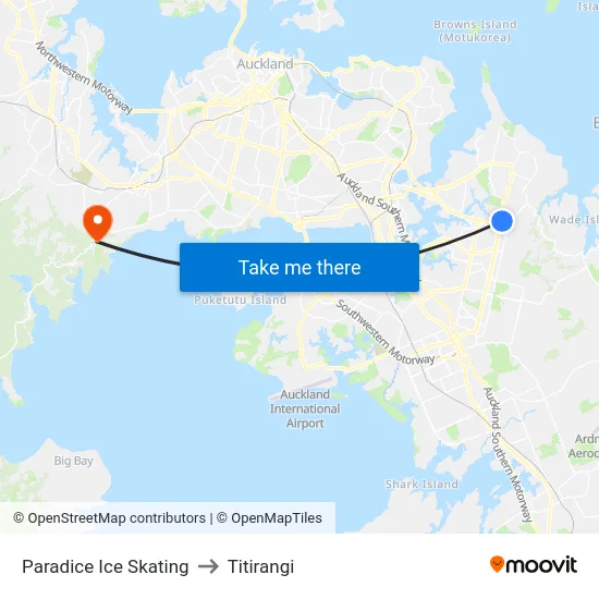 Paradice Ice Skating to Titirangi map