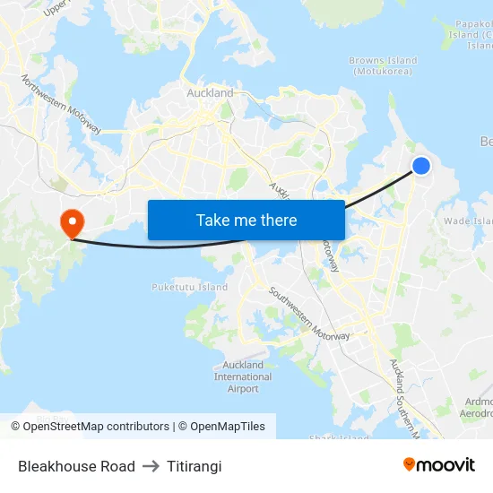Bleakhouse Road to Titirangi map