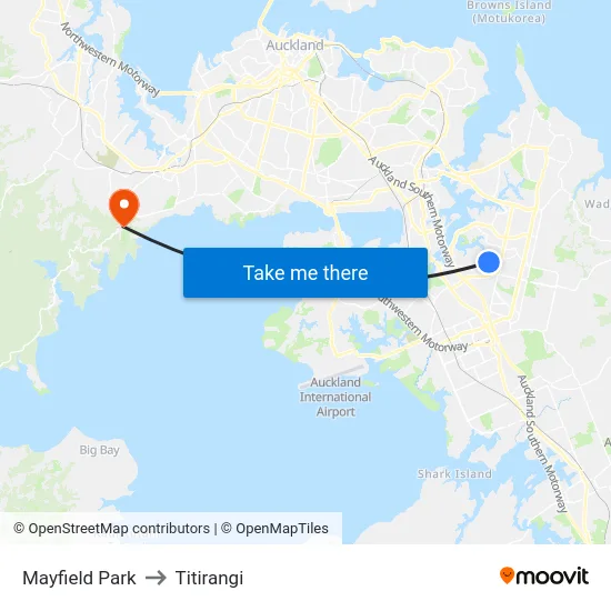 Mayfield Park to Titirangi map
