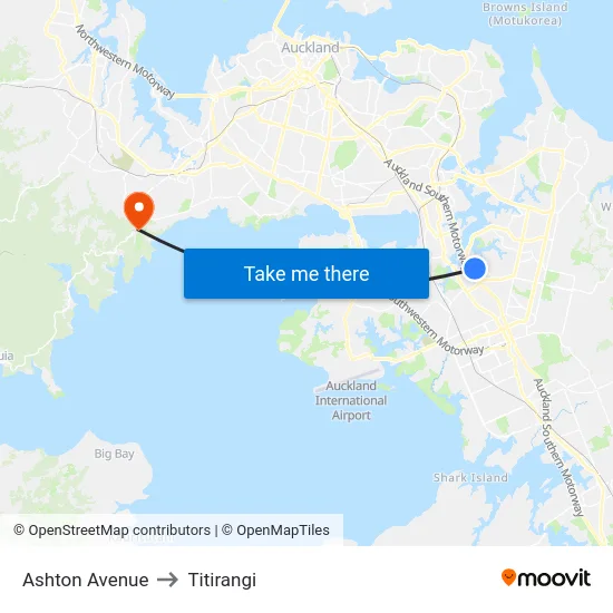 Ashton Avenue to Titirangi map