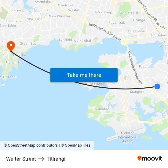 Walter Street to Titirangi map
