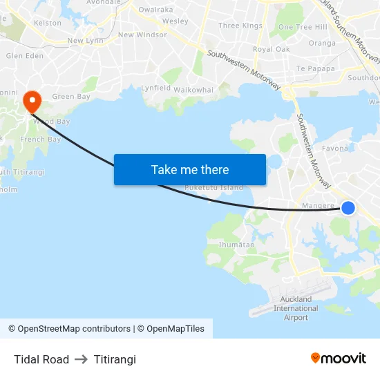 Tidal Road to Titirangi map