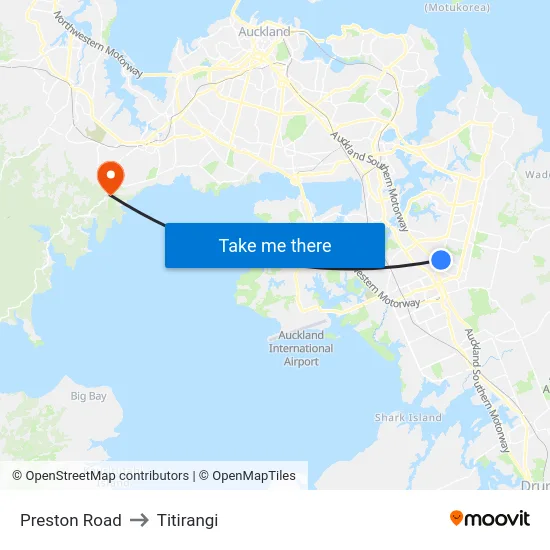 Preston Road to Titirangi map