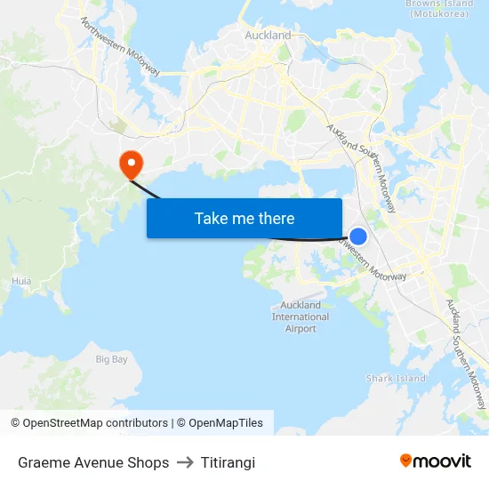 Graeme Avenue Shops to Titirangi map