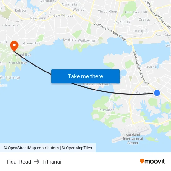 Tidal Road to Titirangi map