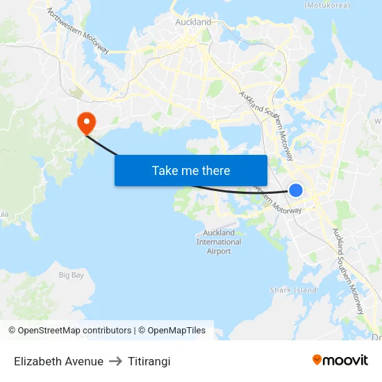 Elizabeth Avenue to Titirangi map