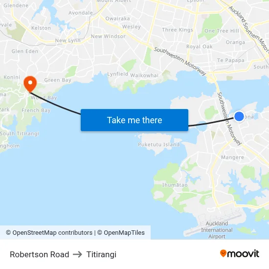 Robertson Road to Titirangi map