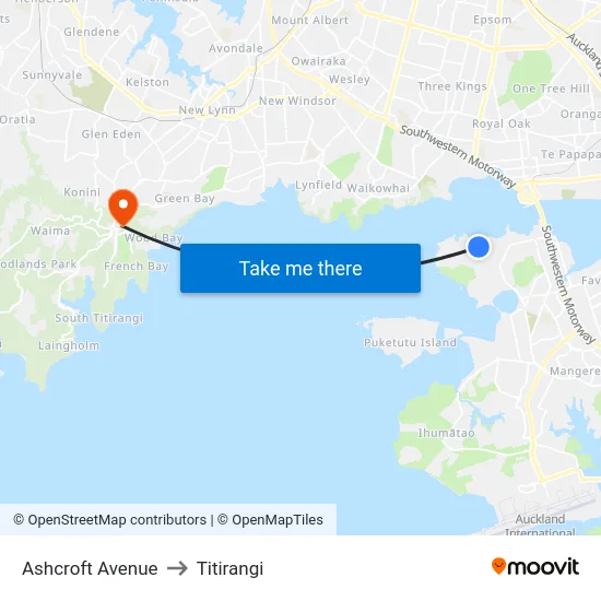 Ashcroft Avenue to Titirangi map
