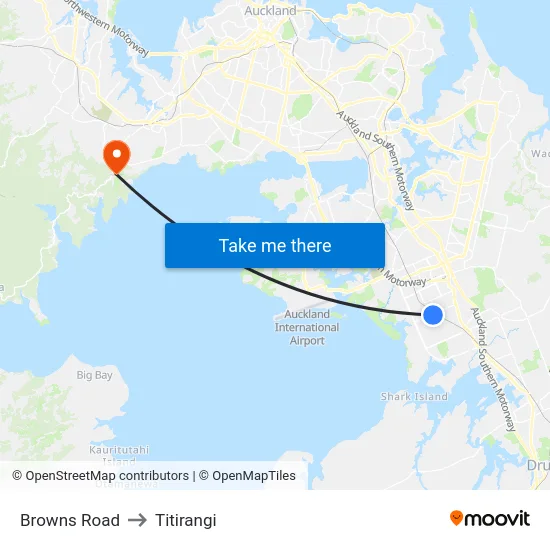 Browns Road to Titirangi map