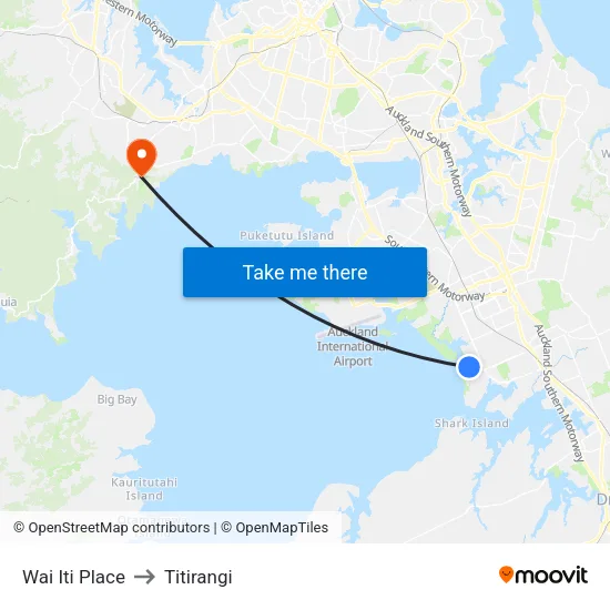 Wai Iti Place to Titirangi map