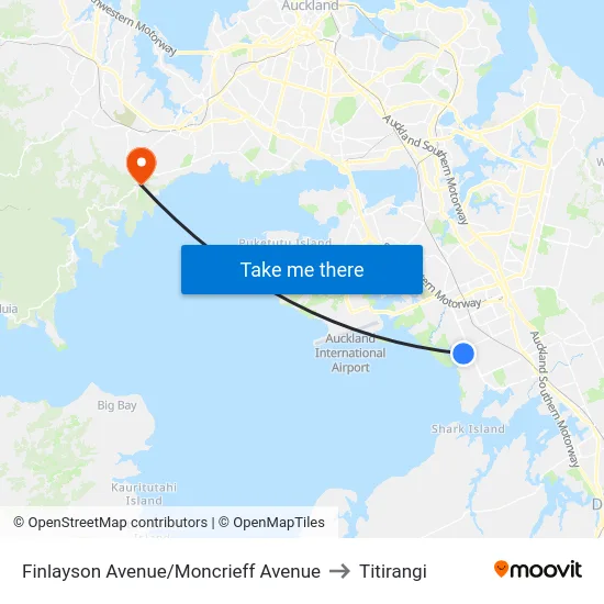 Finlayson Avenue/Moncrieff Avenue to Titirangi map