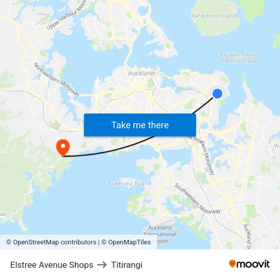 Elstree Avenue Shops to Titirangi map