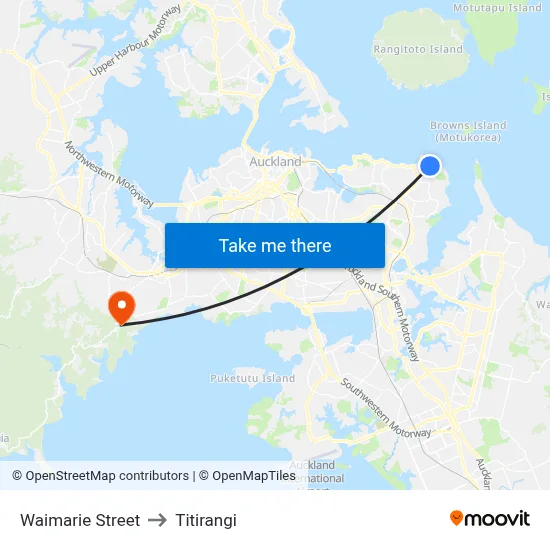 Waimarie Street to Titirangi map