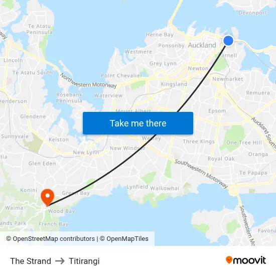 The Strand to Titirangi map