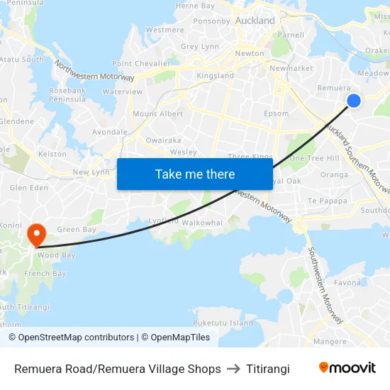 Remuera Road/Remuera Village Shops to Titirangi map