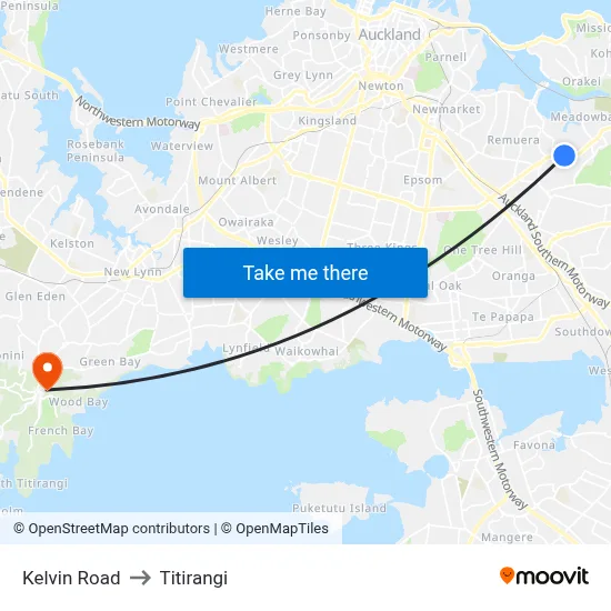 Kelvin Road to Titirangi map