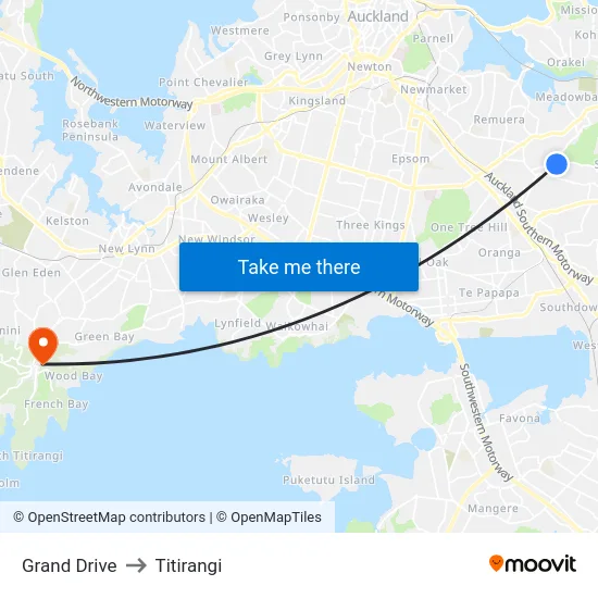Grand Drive to Titirangi map