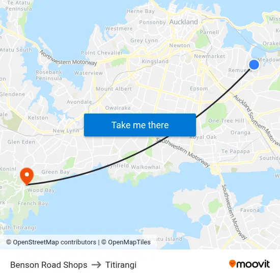 Benson Road Shops to Titirangi map