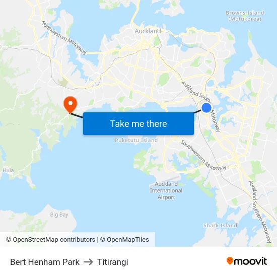 Bert Henham Park to Titirangi map