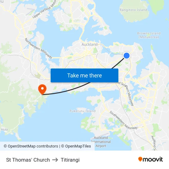 St Thomas' Church to Titirangi map
