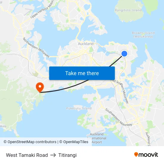 West Tamaki Road to Titirangi map