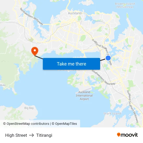 High Street to Titirangi map