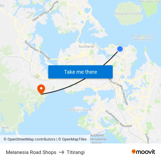 Melanesia Road Shops to Titirangi map