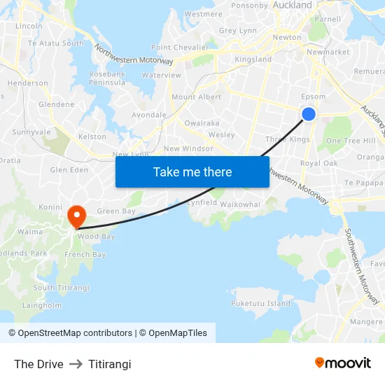 The Drive to Titirangi map
