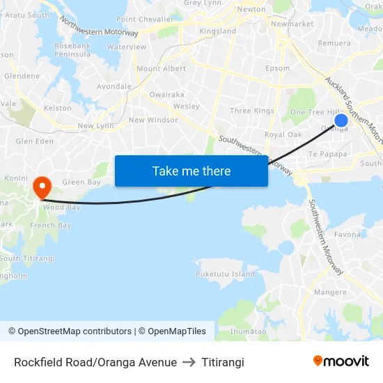 Rockfield Road/Oranga Avenue to Titirangi map