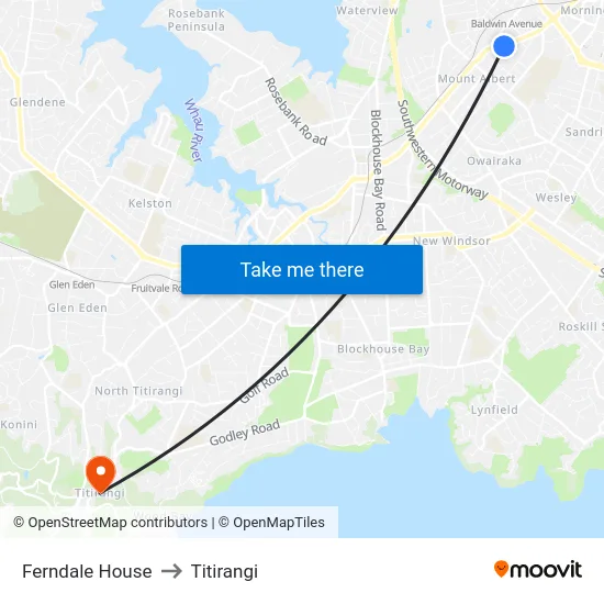 Ferndale House to Titirangi map