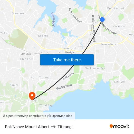 Pak'Nsave Mount Albert to Titirangi map