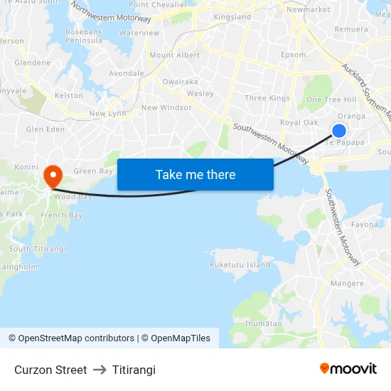 Curzon Street to Titirangi map