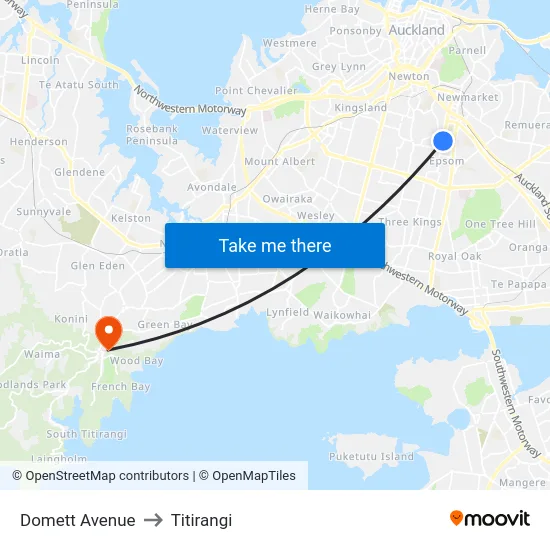 Domett Avenue to Titirangi map