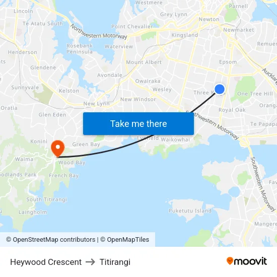 Heywood Crescent to Titirangi map
