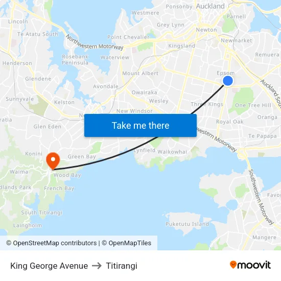King George Avenue to Titirangi map