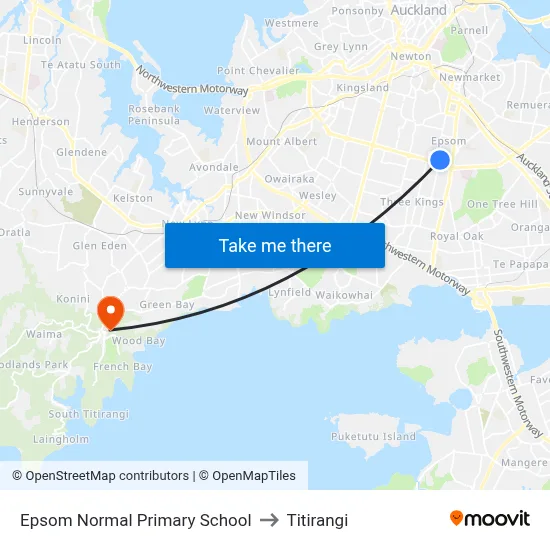 Epsom Normal Primary School to Titirangi map
