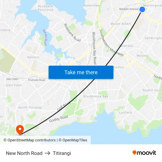 New North Road to Titirangi map