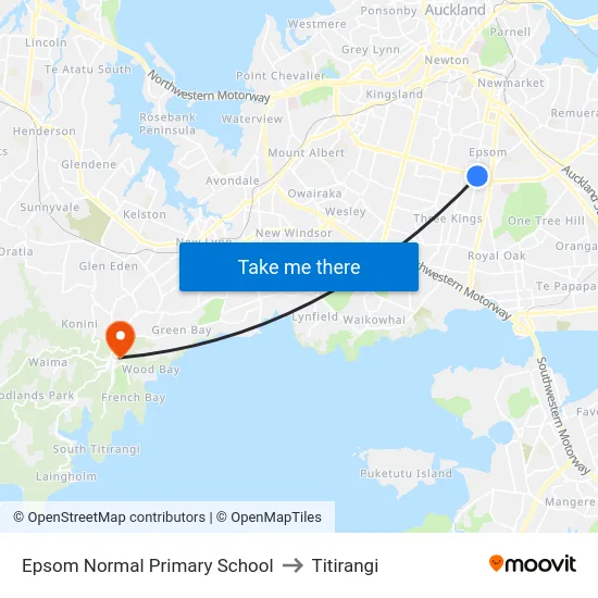 Epsom Normal Primary School to Titirangi map