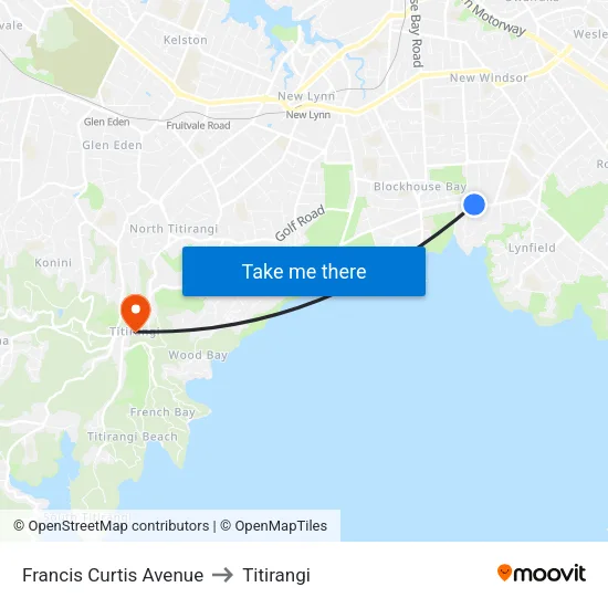 Francis Curtis Avenue to Titirangi map