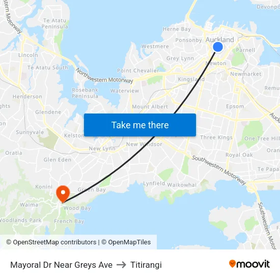 Mayoral Dr Near Greys Ave to Titirangi map