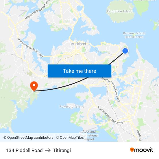 134 Riddell Road to Titirangi map