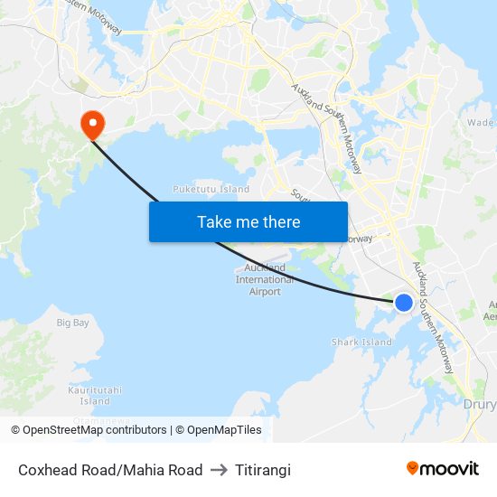 Coxhead Road/Mahia Road to Titirangi map
