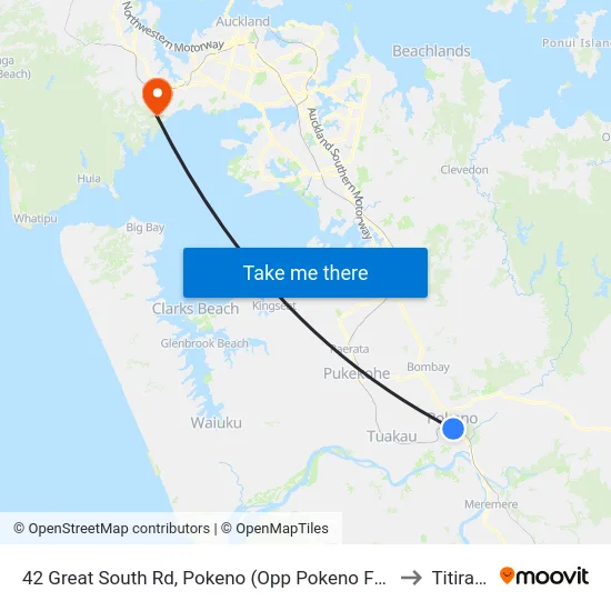 42 Great South Rd, Pokeno (Opp Pokeno Fuel Stop) to Titirangi map