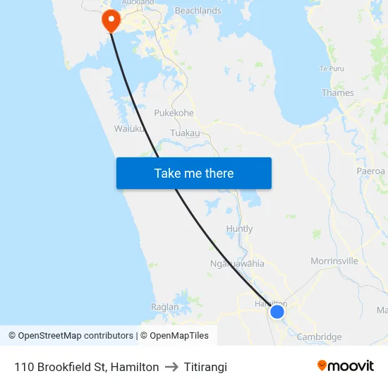 110 Brookfield St, Hamilton to Titirangi map