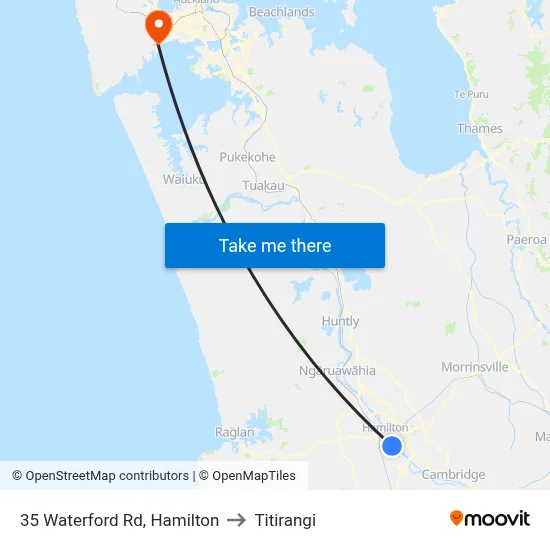 35 Waterford Rd, Hamilton to Titirangi map