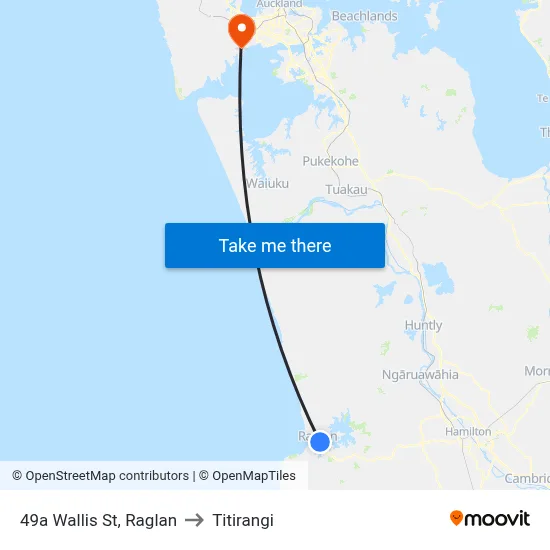 49a Wallis St, Raglan to Titirangi map