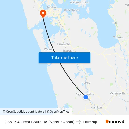 Opp 194 Great South Rd, Ngaruawahia to Titirangi map