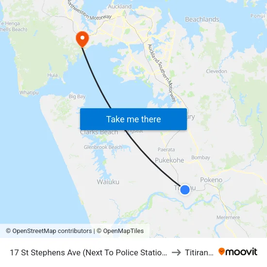 17 St Stephens Ave, Tuakau (Next To Police Station) to Titirangi map