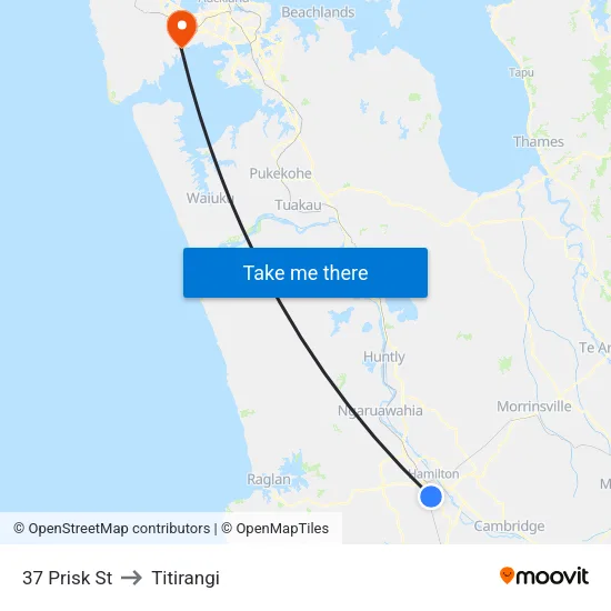 37 Prisk St, Hamilton to Titirangi map